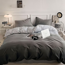 FADED-U 薄被套四件套, 雙人雲雨灰, 親膚磨毛, 簡約時尚寢具組, 雲雨灰