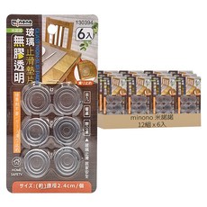 minono 米諾諾 無膠透明玻璃止滑墊片 130394 6入, 透明, 12組