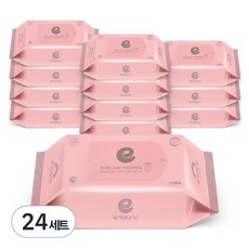 앙블랑 세이프 아기물티슈 인디핑크 휴대리필, 63g, 20매, 24세트