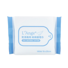 L'Ange 乾濕兩用抽取式純棉護理巾, 100張, 6包