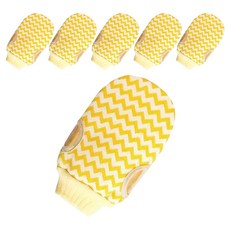 Nesting Home 連指去角質搓澡手套, 6個, 1入, 黃色