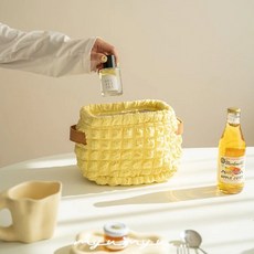 沐慕家居 泡芙格可折疊收納籃, 20 x 15 x 15cm, 溫暖黃, 2個