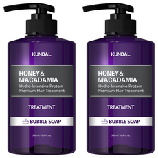 KUNDAL 昆黛爾 蜂蜜澳洲堅果保濕護髮乳 泡泡皂香, 500ml, 2瓶