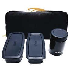 THERMOS 膳魔師 真空保溫悶燒罐 + 便當盒 附保溫袋 JEA1001-SMB, 1組, 啞光黑