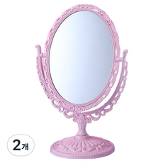 DeepTalk 復古旋轉立鏡 圓形, 2個, 粉紅色