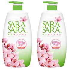 SARA SARA 莎啦莎啦 櫻花彈力沐浴乳, 男女適用, 兼顧潔淨感與芳香, 1kg, 2瓶