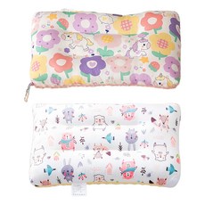 Annette 100%純棉可水洗兒童枕頭 柔軟透氣, 花朵獨角獸 + 好朋友-米