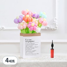 피앤비유니티 DIY꽃풍선선물 10p + 풍선펌프 + 종이봉투 세트, 02 데이지 마카롱, 4세트