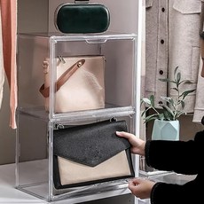 mohe 木暉居家 全透明磁吸式大直視包包收納展示箱 32 x 20 x 5cm 1.8kg, 透明色, 1個