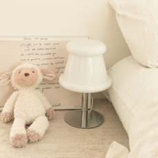 沐慕家居 亮度可調節玻璃圖釘造型夜燈 鐵藝電鍍 手工玻璃燈罩 底15x高30cm, 白色款