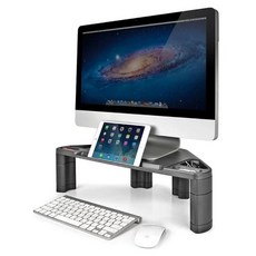 aidata 桌上型三角螢幕置物架 55.8 x 26 x 16.1cm, 黑色