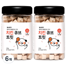 뽀시래기 강아지 동결건조 간식 큐브 트릿, 치킨, 120g, 6개