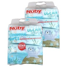 Nuby 海洋系列 極厚柔濕巾 60張, 4包, 2袋