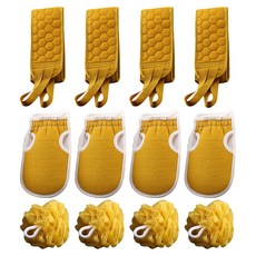 째째마켓 목욕 롱타올 + 때밀이 장갑 + 샤워볼 세트, 노랑, 4세트