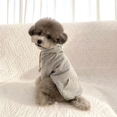 Grooming Dog 狗用休閒素色連帽衣, 灰色