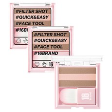 16 brand 3色3秒修容餅 7g, 蜜桃拿鐵, 2盒