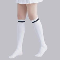 DONATI SOCKS 高爾夫兩色及膝襪條紋防紫外線及膝長襪 40D, 白色, 1雙