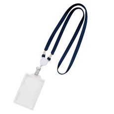 生活智慧 名牌員工證掛繩 + 伸縮扣 + 卡套組, 海軍藍, 1套