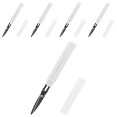 STICKYLE 塗氟不沾黏攜帶型開箱拆信剪刀 2way設計 安全鎖設計, 白色, 5支