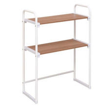 簡約雙層微波爐置物架, 二級, 架子（金合歡），支架（白色）