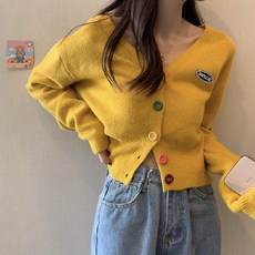 PEONIST 女款彩虹鈕扣針織開襟衫