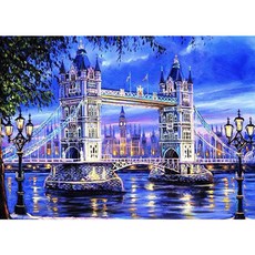 Blue Sun油畫繪製DIY, 倫敦塔橋夜景
