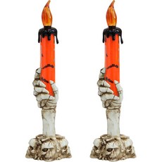 LivingDA 骷髏手 LED燭台, 橘色, 2個