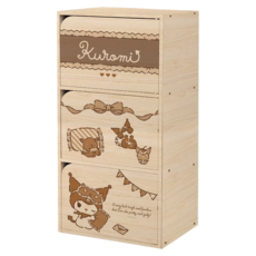 收納王妃 三麗鷗3層單色木櫃, 淺木紋 晚安酷洛米