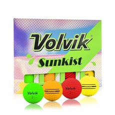 Volvik Vivid Sunkist遠距霧面2層高爾夫球, 12顆, 1盒, 4色混合
