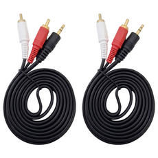 3.5mm轉2RCA一分二音源線 AUX轉RCA梅花頭電腦音箱連接線 1.5m, 2R-35, 2條