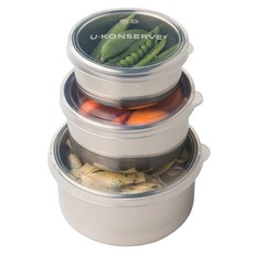 U Konserve 不鏽鋼便當盒 3件組 150ml + 275ml + 475ml 透明色, 1組
