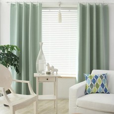Rainbow House 遮光窗簾 M + 窗簾掛鉤 18p 組, 淺綠色