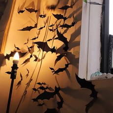 萬聖節立體蝙蝠裝飾 44入, 黑色, 2個