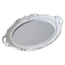 TEN TO TEN 英式古典鏡面飾台 oval-02 264g, 白色橢圓形