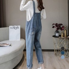 孕婦日常穿搭牛仔吊帶褲