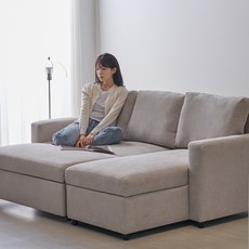 도모디자인 라닉 패브릭 확장형 소파베드 + 쿠션 2p 세트 방문설치, 아이보리