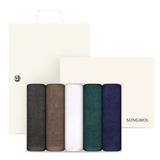 Songwol 松月 Point 40 高磅數飯店毛巾 200g 40支精梳棉 5件組 + 提袋, 1套, 白色, 綠色, 深藍色, 棕色, 淺棕色