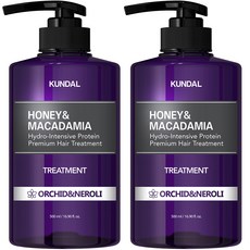 KUNDAL 昆黛爾 蜂蜜澳洲堅果保濕護髮乳 蘭花橙花香, 500ml, 2瓶