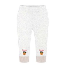 milk mile 童款小熊刺繡針織褲管柔軟貂絨刷毛內搭褲