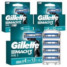 Gillette 吉列 Mach3 刮鬍刀片, 4入, 3個