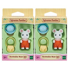 실바니안패밀리 마쉬멜로우마우스 아기 피규어 5408, 2개