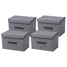 살림마녀 접이식 패브릭 수납박스 L, 그레이, 4개