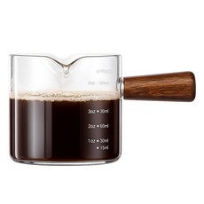 발룬피니 내열유리 우드 핸들 벨크리머 계량 샷잔 200ml, 혼합색상, 1개