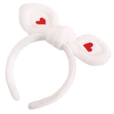 미니맥시 뷰티 토끼 하트 워시 헤어 머리띠, 러브 화이트, 1개