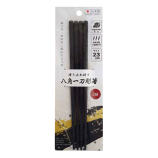 TIS 八角雕花筷 123901, 2雙筷子, 黑色, 1組