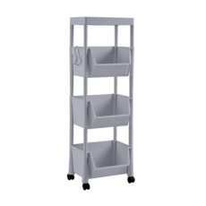 ONE HOUSE 小米加斜口多層附輪收納架 平蓋 OH-K306-C, 4層, 淺灰色