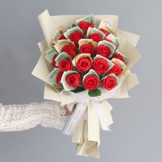 MORIANN 肥皂玫瑰花束 20朵+提袋, 紅色