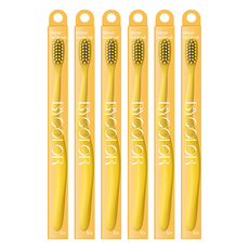 BYCOLOR 微細毛牙刷 Halcyon黃色, 6入, 1入