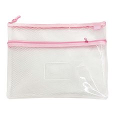 CoX 三燕興業 A4環保雙層收納拉鍊袋 網格+透明, 1個, 34 x 25cm