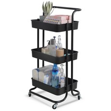 미까사 보니따 핸드 트롤리 선반, 블랙, 3단